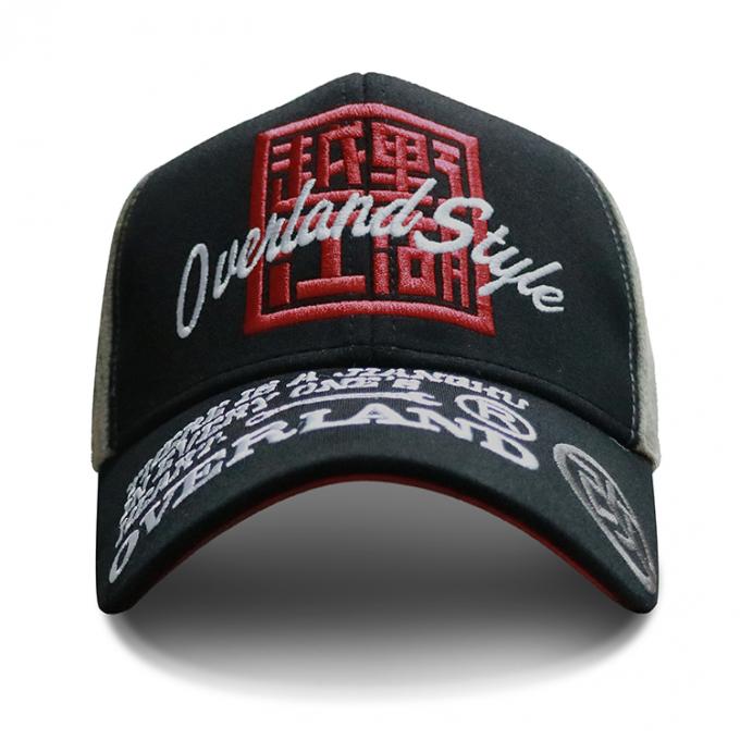Χονδρικό μαύρο και γκρίζο καπέλο του μπέιζμπολ σχεδίου κεντητικής μόδας τρισδιάστατο