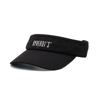 Καλοκαιρινή αλεξήλιο καπέλο καμβά ύφασμα για ενήλικες μαύρο χρώμα λογότυπο κέντημα
