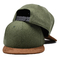 Δίχρωμο καπέλο Snapback μαλλιού Melton στρατού πράσινο με το χείλο σουέτ