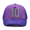 Προσαρμογή 5 Panel Trucker Cap Visor Curved Eyelets Purple Mesh Hat Χρώμα Λογότυπο Προσαρμογή