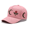 4 Ταιριάζοντας χρώμα υφάσματος Eyelets Βαμβάκι Baseball Cap με προσαρμόσιμη κεντήση φεγγάρι λουλούδια