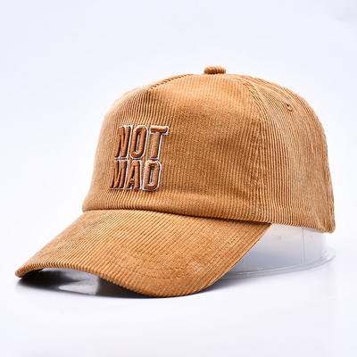 Προσαρμοσμένο 3D δομημένο κεντήματα Corduroy Gorras Baseball Cap Wholesale 5 Πίνακα ρυθμιζόμενο Snapback Baseball Cap