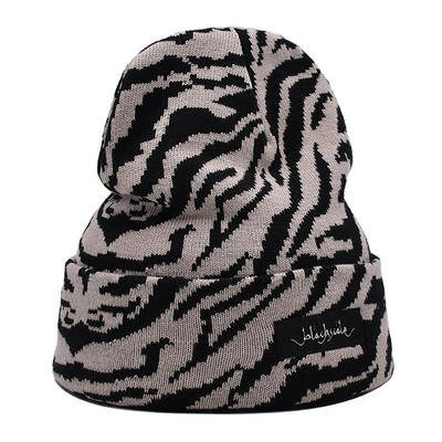 20 Years Factory Knit Beanie Common Fabric Embroidery/Bank Pattern