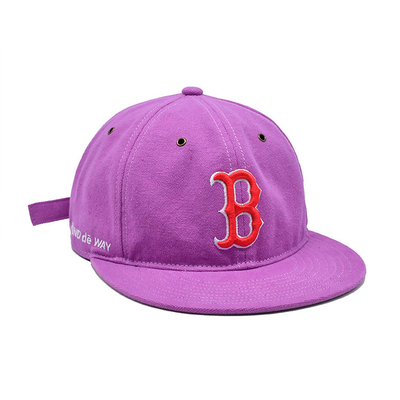 Προσαρμοσμένο ροζ 6 Panel Snapback Cap με επίπεδο οπτικό και 3D Embroidery Logo