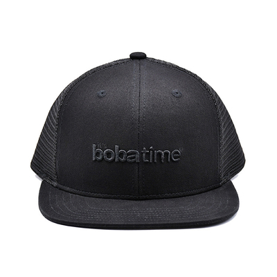 Αναπνευστικό βαμβάκι 6 πίνακα Unisex Trucker Cap με κεντημένο λογότυπο και υφασμένη ετικέτα