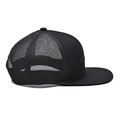 Αναπνευστικό βαμβάκι 6 πίνακα Unisex Trucker Cap με κεντημένο λογότυπο και υφασμένη ετικέτα