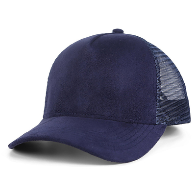 Αναπνευστικά Plain Suede Mesh Back Baseball Caps Γυναίκες Τρέντυ 5 Panel Trucker Hat