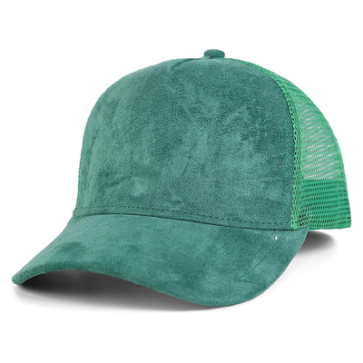 Αναπνευστικά Plain Suede Mesh Back Baseball Caps Γυναίκες Τρέντυ 5 Panel Trucker Hat