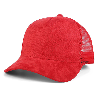 Αναπνευστικά Plain Suede Mesh Back Baseball Caps Γυναίκες Τρέντυ 5 Panel Trucker Hat
