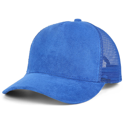 Αναπνευστικά Plain Suede Mesh Back Baseball Caps Γυναίκες Τρέντυ 5 Panel Trucker Hat