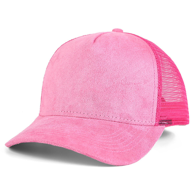 Αναπνευστικά Plain Suede Mesh Back Baseball Caps Γυναίκες Τρέντυ 5 Panel Trucker Hat