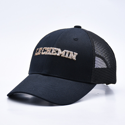 Μαύρο 6 πίνακα Mesh Trucker Hat Glitter Trucker Cap Υψηλής ποιότητας Fashion Sequins Βένδυμα Trucker Καπέλα