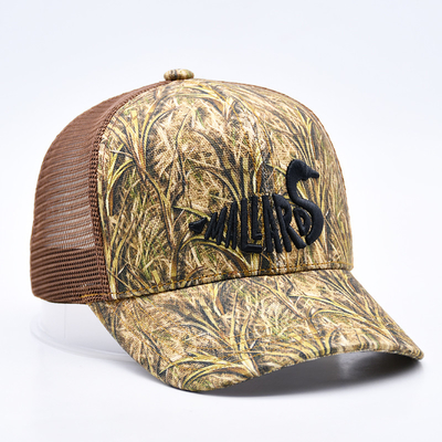 Σχεδιασμός μόδας Curved Brim Sport 6 Panel Trucker Mesh Hat Custom 3d κεντήματα Camo Trucker Cap