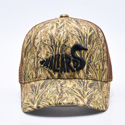 Σχεδιασμός μόδας Curved Brim Sport 6 Panel Trucker Mesh Hat Custom 3d κεντήματα Camo Trucker Cap