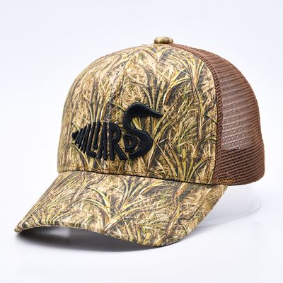 Σχεδιασμός μόδας Curved Brim Sport 6 Panel Trucker Mesh Hat Custom 3d κεντήματα Camo Trucker Cap