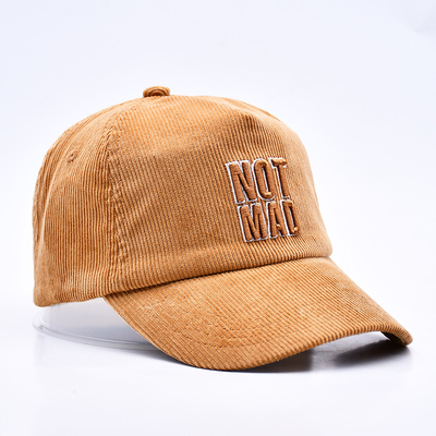 Προσαρμοσμένο 3D δομημένο κεντήματα Corduroy Gorras Baseball Cap Wholesale 5 Πίνακα ρυθμιζόμενο Snapback Baseball Cap