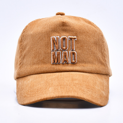 Προσαρμοσμένο 3D δομημένο κεντήματα Corduroy Gorras Baseball Cap Wholesale 5 Πίνακα ρυθμιζόμενο Snapback Baseball Cap