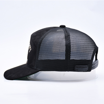 7 Πίνακα Μαύρο Suede Πίνακα Καπέλα Trucker Υψηλής ποιότητας Κεφαλάκι Mesh Custom Brim Embroidery Velvet Καπέλα Trucker Καπέλα