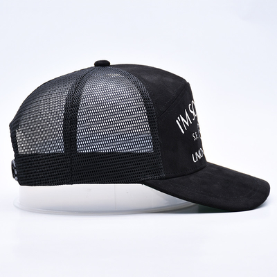 7 Πίνακα Μαύρο Suede Πίνακα Καπέλα Trucker Υψηλής ποιότητας Κεφαλάκι Mesh Custom Brim Embroidery Velvet Καπέλα Trucker Καπέλα