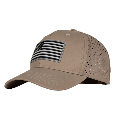 Επεξεργασία Custom Design Αμερικανική σημαία Baseball Cap Ανδρών Έκτυψη Perforated Baseball Hat