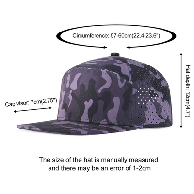 Προσαρμοσμένο καπέλο Snapback Προσαρμόσιμη απόδοση Λάζερ κόψιμο τρύπα Perforated καπέλο Snapback