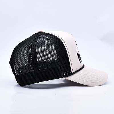 Υψηλό προφίλ 3D κεντήματα σχοινί Trucker καπέλο Custom Logo Mesh πίσω Trucker Cap
