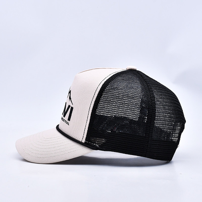 Υψηλό προφίλ 3D κεντήματα σχοινί Trucker καπέλο Custom Logo Mesh πίσω Trucker Cap