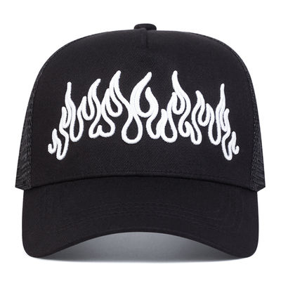 Ρυθμιζόμενο καπέλο Hip Hop Style Flame Street με κέντημα Snapback, καμπυλωτό γείσο, καπέλο Trucker Mesh Sports