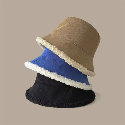 Custom Fall Winter New Fisherman's Corduroy Bucket Hat Custom Thickened Lamb Wool Japanese Fashion Warm Street Basin Hat Cap