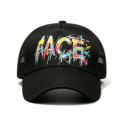 Ρυθμιζόμενο Snapback Trucker Cap Ψηφιακή μεταφορά θερμότητας Γκραφίτι Πατρίο Μπροστά Πίνακα Mesh πίσω καπέλο Ιδανικό για εξωτερικές δραστηριότητες Εταιρική μάρκα