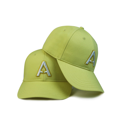 Πράσινο Polyester 6 Panel Baseball Cap Flat Visor / Βαμβάκι Golf Caps